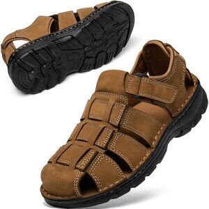 👑Men's Hiking Sandals Khaki Leather Athletic Casual Outdoor Sports Shoes